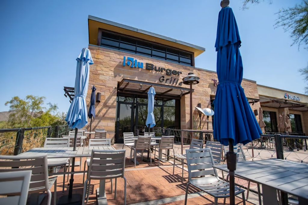 blu burder grille a picture of the outside where they also have a patio