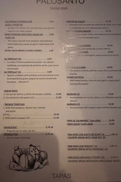 palosanto menu palosanto menu